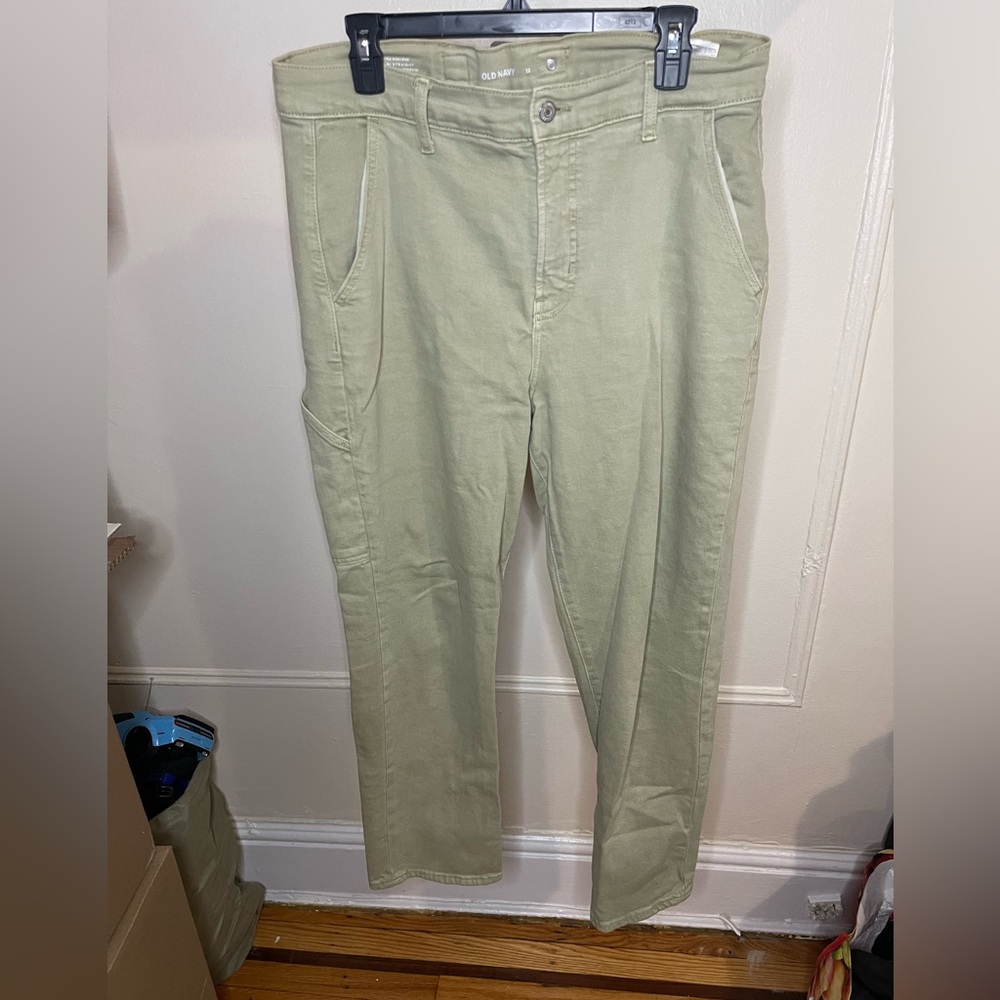 Old Navy Extra High- Rise Sky-Hi Straight Jean Green Size 12